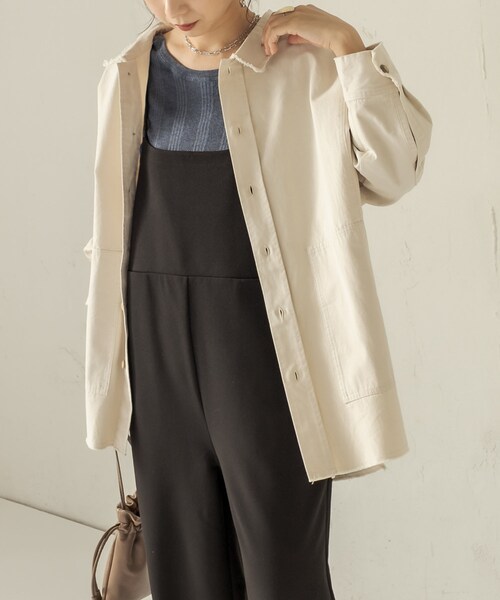 CAPRICIEUX LE'MAGE（カプリシューレマージュ）の「ビンテージ風シャツジャケット（ブルゾン・レディース・エクリュ/カーキ・F）」の2枚目の写真