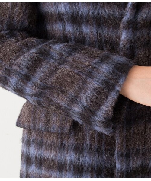 LE JUN（ルジュン）の「【先行受注】シャギーチェックチェスターコート（コート・レディース・ブルー系・S/M）」の7枚目の写真