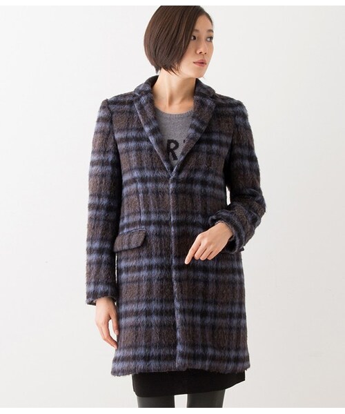 LE JUN（ルジュン）の「【先行受注】シャギーチェックチェスターコート（コート・レディース・ブルー系・S/M）」の12枚目の写真