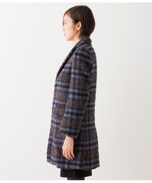 LE JUN（ルジュン）の「【先行受注】シャギーチェックチェスターコート（コート・レディース・ブルー系・S/M）」の3枚目の写真