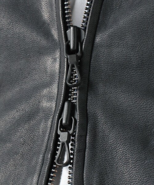 MORGAN HOMME（モルガンオム）の「オープンスタンドシングルレザー（984G47）（ジャケット/アウター・メンズ・ベージュ/ネイビー・M/L）」の7枚目の写真