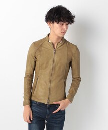 MORGAN HOMME | オープンスタンドシングルレザー（984G47）(ジャケット/アウター)