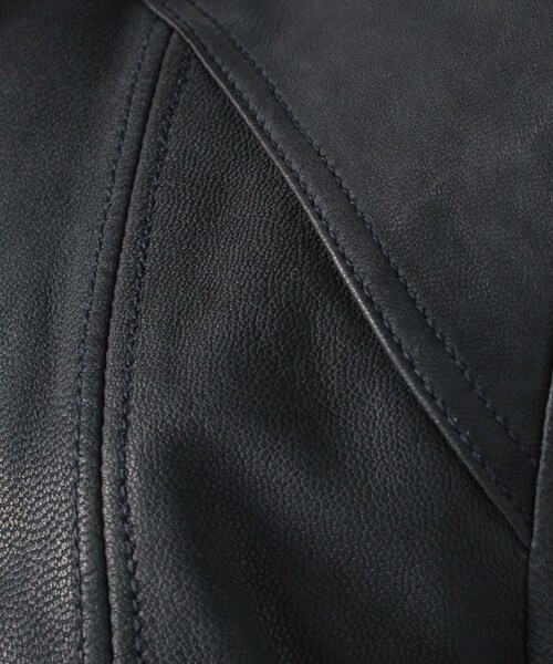 MORGAN HOMME（モルガンオム）の「オープンスタンドシングルレザー（984G47）（ジャケット/アウター・メンズ・ベージュ/ネイビー・M/L）」の11枚目の写真