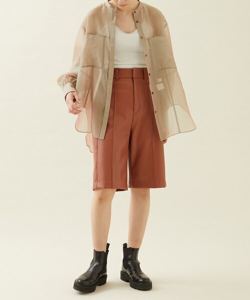 city(シティ)の「レザーコーティングショーツ(パンツ・レディース・BLACK/BROWN・1/2)」の5枚目の写真