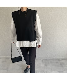 copine | 【2021ss】レイヤードスタイルに♪切りっぱなし風ニットベスト(2color)【クリックポスト対象商品】(ベスト)