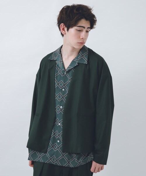 URBAN RESEARCH ID（アーバンリサーチ アイディー）の「URBAN RESEARCH iD OVERSIZED NO COLLAR JKT（その他・メンズ・GREEN/BLACK・M/L）」の3枚目の写真