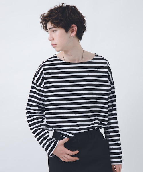 URBAN RESEARCH ID(アーバンリサーチ アイディー)の「URBAN RESEARCH iD スプラッシュペイントバスクシャツ(その他・メンズ・WHT/ROYAL/BLK/WHT・M/L)」の4枚目の写真