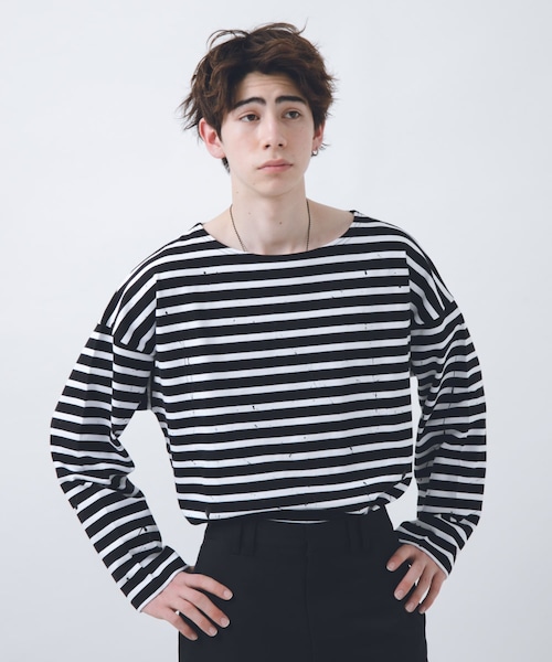 URBAN RESEARCH ID(アーバンリサーチ アイディー)の「URBAN RESEARCH iD スプラッシュペイントバスクシャツ(その他・メンズ・WHT/ROYAL/BLK/WHT・M/L)」の2枚目の写真