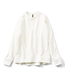 IEDIT | IEDIT[イディット] バイオ加工でシルケットタッチ素材 バックファスナーのきれい見え裏毛プルオーバー〈オフホワイト〉(トップス)