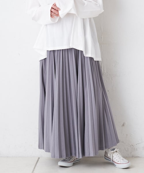 PUAL CE CIN（ピュアルセシン）の「プリーツスカート（スカート・レディース・アイボリー/ライトベージュ/グレー/スミクロ・FREE）」の3枚目の写真