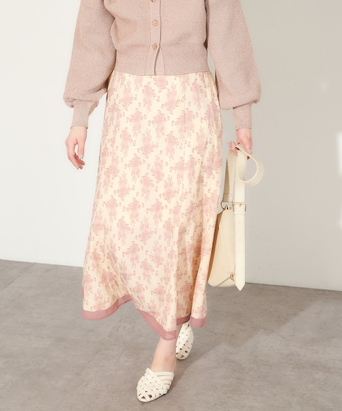 natural couture（ナチュラルクチュール）の「配色ジャガードスカート（スカート・レディース・アイボリー/ブルー/ホワイト/ミント・FREE）」の2枚目の写真