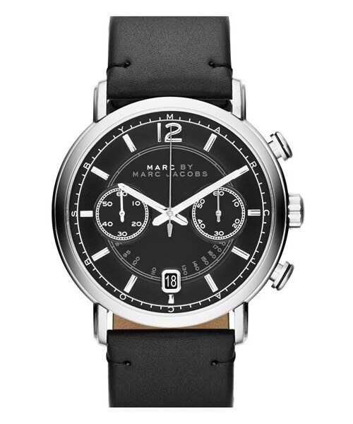 Marc by Marc Jacobs(マークバイマークジェイコブス)の「MARC BY MARC JACOBS 'Fergus' Chronograph Leather Strap Watch, 42mm(アナログ腕時計・Black)」の1枚目の写真