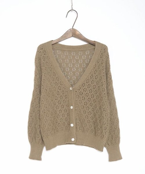 Crisp（クリスプ）の「ウェーブシアーニットカーディガン[c8k2805]（カーディガン/ボレロ・レディース・ブラウン/アイボリー・FREE）」の4枚目の写真
