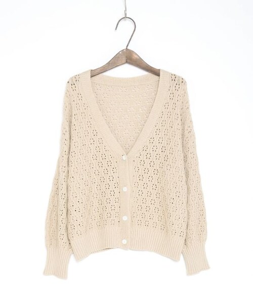 Crisp（クリスプ）の「ウェーブシアーニットカーディガン[c8k2805]（カーディガン/ボレロ・レディース・ブラウン/アイボリー・FREE）」の3枚目の写真