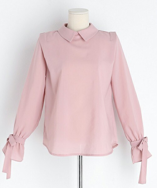 DHOLIC(ディーホリック)の「カラースリーブリボンブラウス(シャツ/ブラウス・レディース・ブルー/ホワイト/ピンク/その他・ONESIZE)」の3枚目の写真