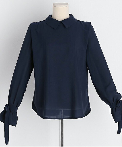 DHOLIC(ディーホリック)の「カラースリーブリボンブラウス(シャツ/ブラウス・レディース・ブルー/ホワイト/ピンク/その他・ONESIZE)」の4枚目の写真