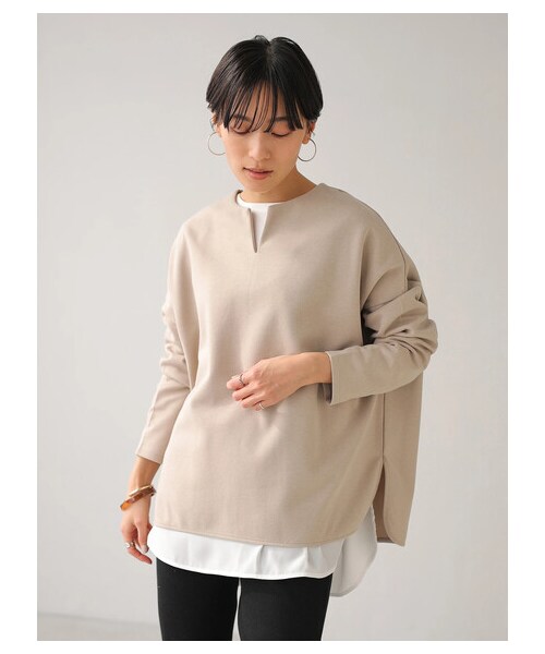 AMERICAN HOLIC（アメリカンホリック）の「キーネックポンチプルオーバー（トップス・アイボリー/チャコールグレー/ライトベージュ・F）」の11枚目の写真
