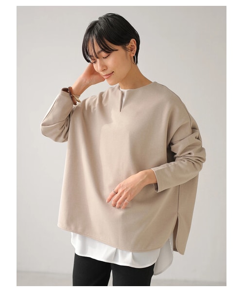 AMERICAN HOLIC（アメリカンホリック）の「キーネックポンチプルオーバー（トップス・アイボリー/チャコールグレー/ライトベージュ・F）」の12枚目の写真