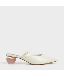 CHARLES & KEITH（チャールズ & キース）の「スカルプチャーヒール ポインテッドトゥミュール / Sculptural Heel Pointed Toe Mules （Chalk）（その他）」