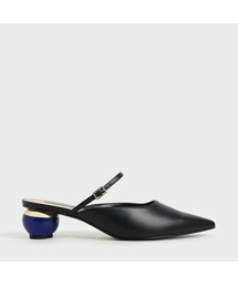 CHARLES & KEITH（チャールズ & キース）の「スカルプチャーヒール ポインテッドトゥミュール / Sculptural Heel Pointed Toe Mules （Black）（その他）」