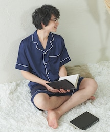 TERRITOIRE（テリトワール）の「【サスティナブル】MENSリサイクルストレッチサテンパジャマ　半/半セット（その他・メンズ）」