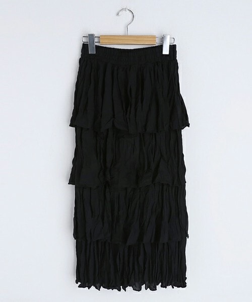 DHOLIC（ディーホリック）の「リンクルティアードスカート（スカート・レディース・イエロー/グリーン/ブラック/ホワイト・ONESIZE）」の3枚目の写真