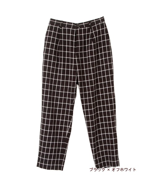 w closet(ダブルクローゼット)の「グラフチェックタックパンツ(パンツ・レディース・ダークネイビー×ブラウン/ブラック×オフホワイト/ダークグリーン×ブルー・FREE)」の3枚目の写真