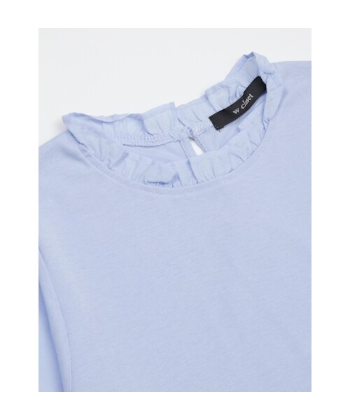 w closet(ダブルクローゼット)の「フライス衿フリル異素材切替長袖プルオーバー(トップス・レディース・オフホワイト/サックス/ネイビー・FREE)」の4枚目の写真