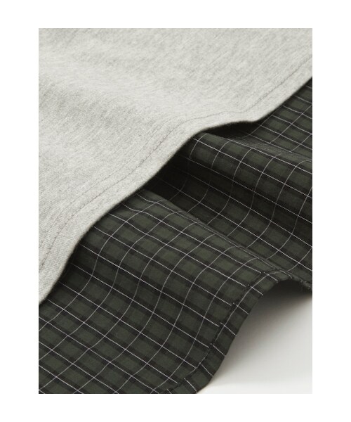 w closet（ダブルクローゼット）の「シルケット天竺×袖チェックプルオーバー（トップス・レディース・グレー×グリーン/ボルドー×ボルドー/ネイビー×ネイビー/ブラック×グレー・FREE）」の10枚目の写真