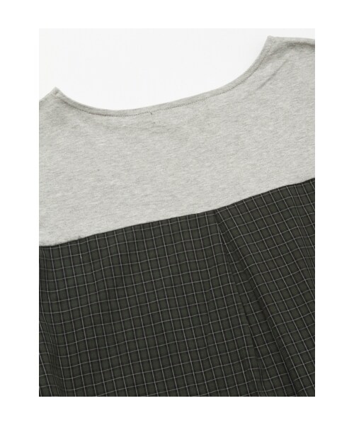 w closet（ダブルクローゼット）の「シルケット天竺×袖チェックプルオーバー（トップス・レディース・グレー×グリーン/ボルドー×ボルドー/ネイビー×ネイビー/ブラック×グレー・FREE）」の11枚目の写真