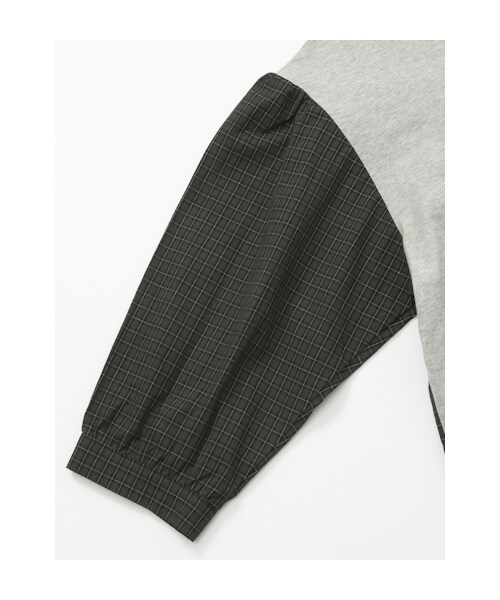 w closet（ダブルクローゼット）の「シルケット天竺×袖チェックプルオーバー（トップス・レディース・グレー×グリーン/ボルドー×ボルドー/ネイビー×ネイビー/ブラック×グレー・FREE）」の9枚目の写真