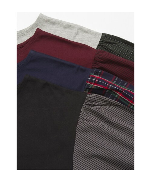 w closet（ダブルクローゼット）の「シルケット天竺×袖チェックプルオーバー（トップス・レディース・グレー×グリーン/ボルドー×ボルドー/ネイビー×ネイビー/ブラック×グレー・FREE）」の12枚目の写真