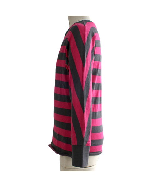 One deux boo(ワンドゥーブー)の「ドルマンスリーブTee(先染めボーダー)(トップス・キッズ・ブルー/ピンク・140cm/150cm)」の5枚目の写真