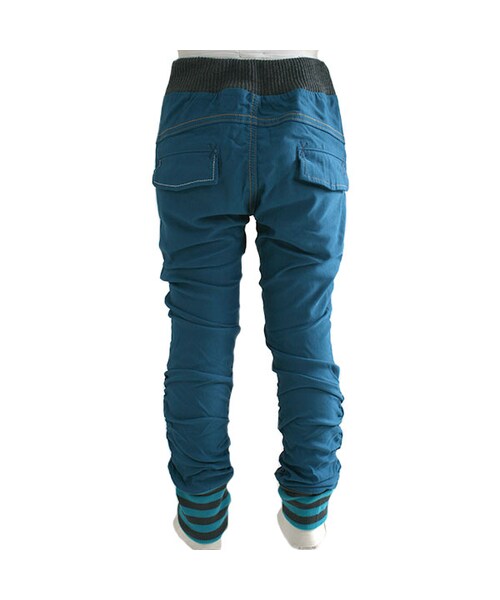 One deux boo（ワンドゥーブー）の「ロングパンツ（ストレッチツイル）（パンツ・キッズ・ブルー/グレー・80cm/90cm/100cm/110cm/120cm/130cm/140cm）」の4枚目の写真