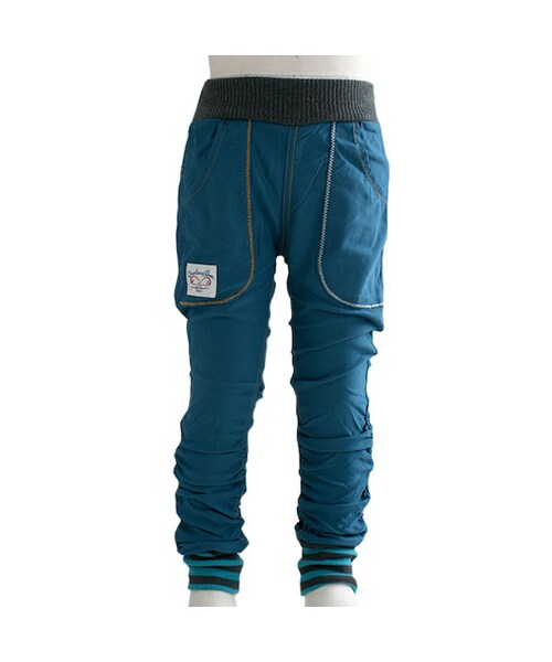 One deux boo（ワンドゥーブー）の「ロングパンツ（ストレッチツイル）（パンツ・キッズ・ブルー/グレー・80cm/90cm/100cm/110cm/120cm/130cm/140cm）」の2枚目の写真