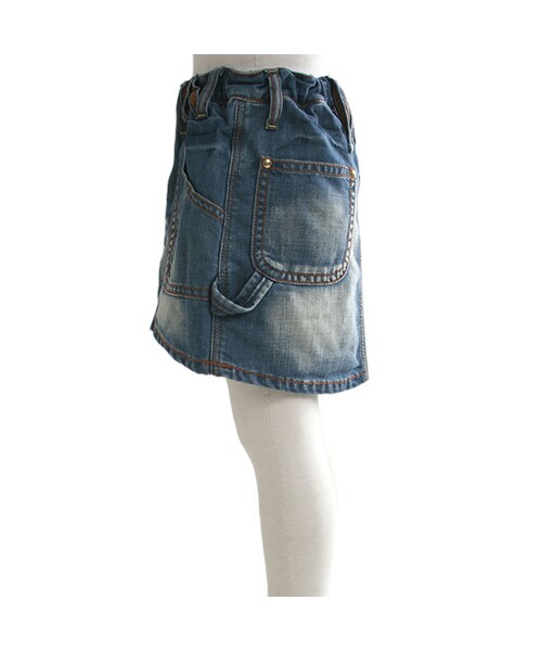 One deux boo(ワンドゥーブー)の「スカート(デニム)(パンツ・キッズ・インディゴ・XS(80~90cm)/S(100~110cm)/M(120~130cm)/L(140~150cm))」の3枚目の写真