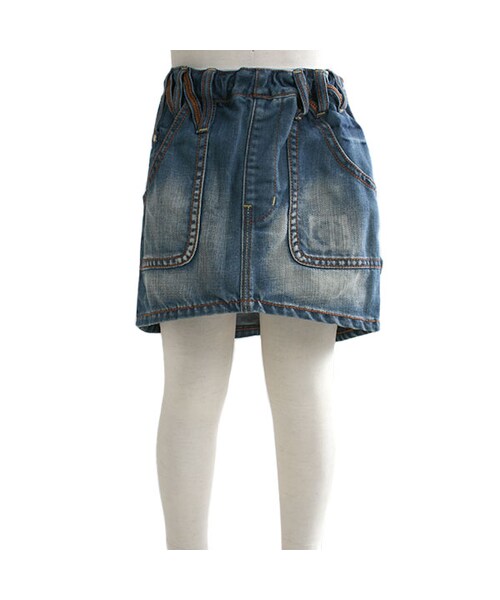 One deux boo(ワンドゥーブー)の「スカート(デニム)(パンツ・キッズ・インディゴ・XS(80~90cm)/S(100~110cm)/M(120~130cm)/L(140~150cm))」の2枚目の写真