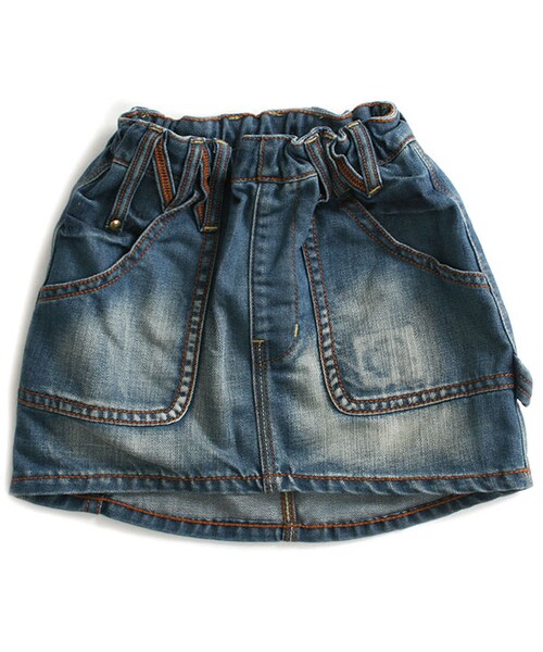 One deux boo(ワンドゥーブー)の「スカート(デニム)(パンツ・キッズ・インディゴ・XS(80~90cm)/S(100~110cm)/M(120~130cm)/L(140~150cm))」の1枚目の写真
