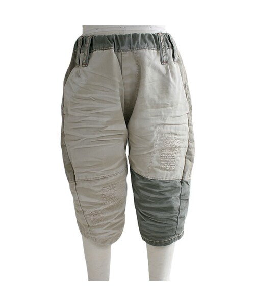 One deux boo（ワンドゥーブー）の「キッズサイズロングパンツ（ツイル）（パンツ・キッズ・ベージュ・XS(80~90cm)/S(100~110cm)/M(120~130cm)/L(140~150cm)）」の2枚目の写真