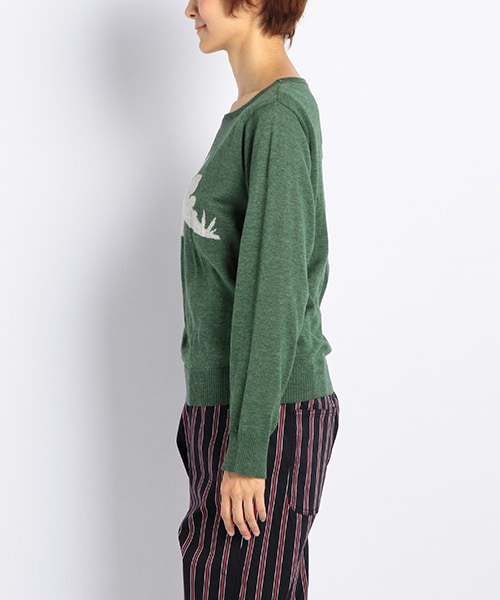 DOUBLE NAME（ダブルネーム）の「【STYLE BOOK掲載】恐竜ニットトップス（トップス・レディース・グリーン/キナリ/杢グレー・FREE）」の4枚目の写真