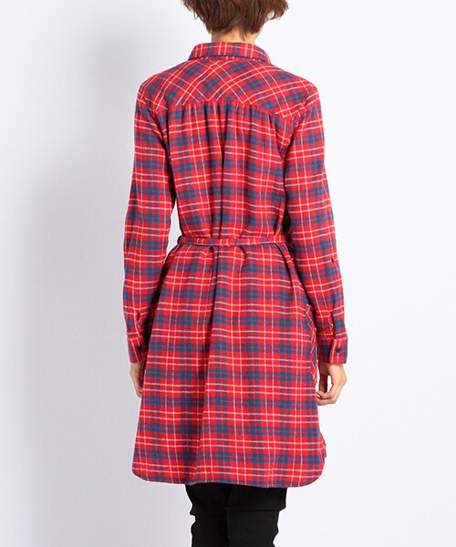 DOUBLE NAME（ダブルネーム）の「ネルチェックシャツコート（ワンピース/ドレス・レディース・ネイビー/レッド/イエロー・FREE）」の5枚目の写真