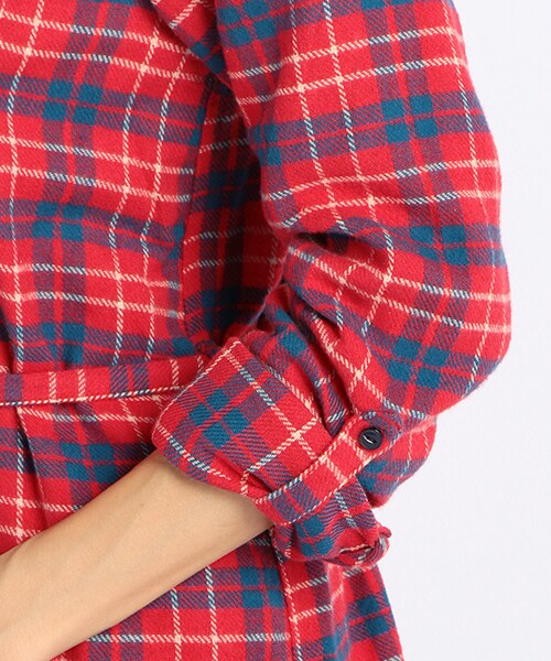 DOUBLE NAME（ダブルネーム）の「ネルチェックシャツコート（ワンピース/ドレス・レディース・ネイビー/レッド/イエロー・FREE）」の7枚目の写真