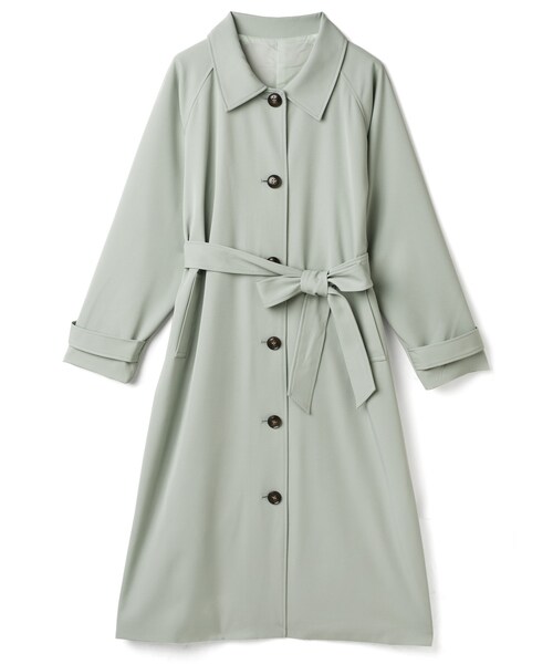 ステンカラーコート レディース ロング ラグラン袖 リボン ベルト付き シングルボタン バックスリッ-41 GRL（グレイル）の「リボンベルト付きステンカラーロングコート