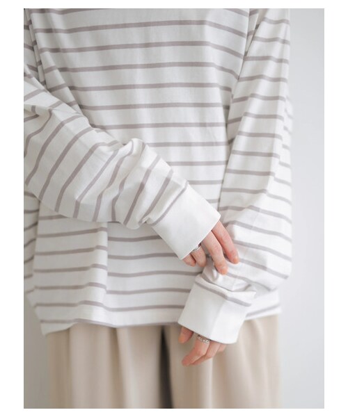 AMERICAN HOLIC(アメリカンホリック)の「コクーンカットBIGプルオーバー(トップス・オフホワイト/ライトグレー/チャコールグレー/サックスブルー/ボーダーネイビー/ボーダーグレー・F)」の5枚目の写真