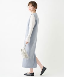 un dix cors | 《予約》【《上品な着こなしが決まる》手洗い可】スリットネックジャンスカ(ワンピース)