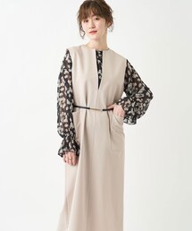 un dix cors | 《予約》【《上品な着こなしが決まる》手洗い可】スリットネックジャンスカ(ワンピース)