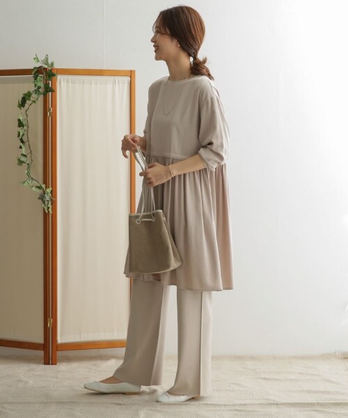 URBAN RESEARCH DOORS(アーバンリサーチドアーズ)の「腰部碎褶中長版洋裝(ワンピース/ドレス・レディース・淺膚色/黑色・one)」の19枚目の写真