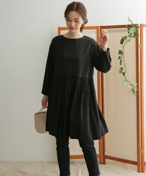 URBAN RESEARCH DOORS(アーバンリサーチドアーズ)の「腰部碎褶中長版洋裝(ワンピース/ドレス・レディース・淺膚色/黑色・one)」の8枚目の写真