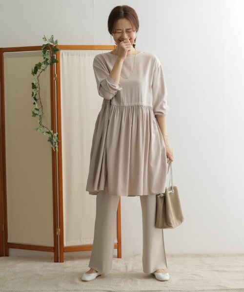 URBAN RESEARCH DOORS(アーバンリサーチドアーズ)の「腰部碎褶中長版洋裝(ワンピース/ドレス・レディース・淺膚色/黑色・one)」の18枚目の写真