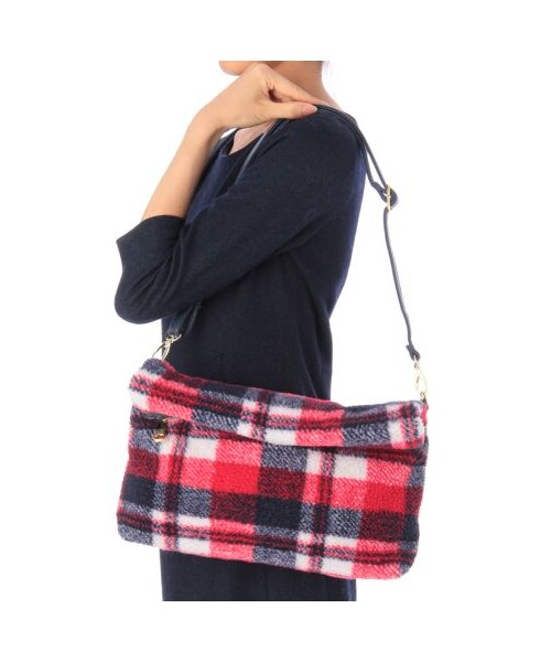 OZOC（オゾック）の「柄ボア×レザー調2WAYバッグ（その他バッグ・レディース・ネイビー系/オレンジ系/カーキ系・00）」の11枚目の写真